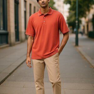 Nike Golf Dri Fit Men's Short Sleeve Polo Shirt XL Peach Salmon Casual